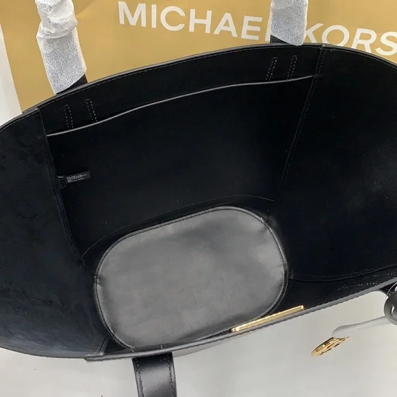 MICHAEL KORS PORTIA LARGE TOTE BLACK COLOR Pebbled leather/ suede - Picture 5 of 14